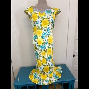 Bettie Page Clothing Floral Wiggle Dress